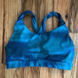 Athleta Blue Racerback Bra with Moisture-Wicking Fabric